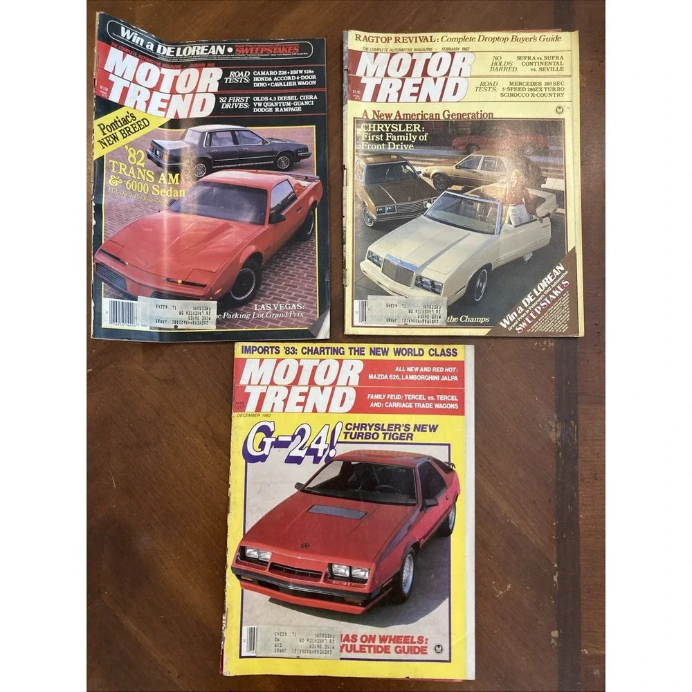 Motor Trend Magazine lot (3) vintage 1982